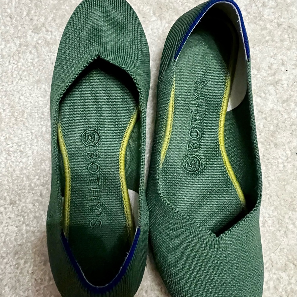 Rothy's Green Flats with Flexible Sole and Minimalist Design